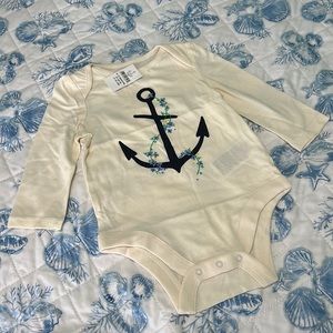 Baby Gap Anchor Floral Long Sleeve Body Suit Size 6-12 Months